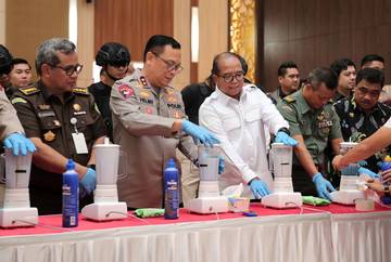 Pj. Gubernur Lampung Hadiri Pemusnahaan Narkotika di Polda Lampung