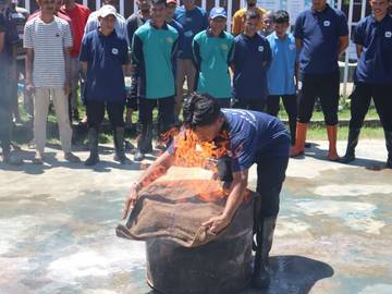 Lapas Gorontalo dan LPKA Gelar Simulasi Penanganan Kebakaran