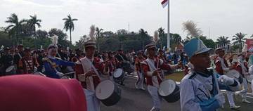 Upacara HUT Ke 79 RI di Griya Agung Palembang