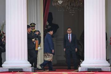 Presiden Prabowo Subianto saat Tiba di Istana Merdeka