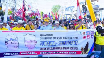Hanoman dan Tualen Hantarkan Sugawa-Suardana Mendaftar Pilbup Buleleng
