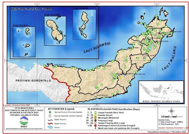 Prediksi hujan Probabilistik untuk Dasarian I November 2025
