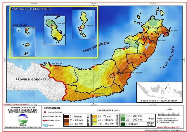 BMKG Prediksi Hujan dan Tanpa Hujan di Sulut