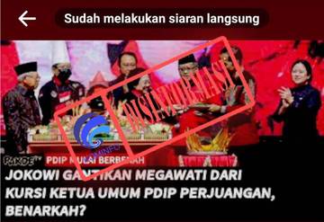 Hoaks: Pemberitaan Presiden Jokowi Gantikan Posisi Megawati
