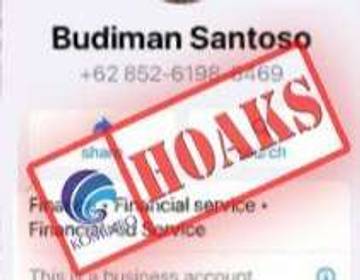 Hoaks Akun WhatsApp Mengatasnamakan Pegawai OJK Budiman Santoso