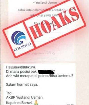 Pesan WhatsApp Mengatasnamakan Kapolres Barito Selatan Dipastikan Hoaks