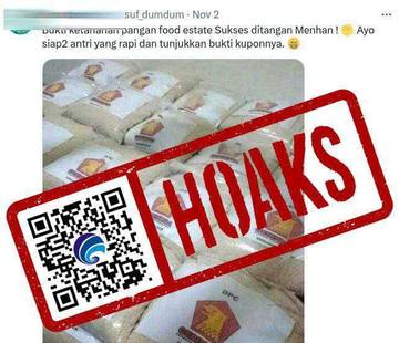 Hoaks Pembagian Beras Hasil Ketahanan Pangan dari Menhan
