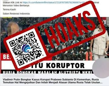 Hoaks Vladimir Putin Bongkar Kasus Korupsi Menhan Prabowo