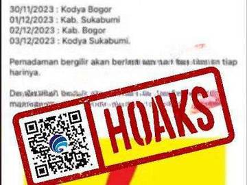 Hoaks Informasi Pemadaman Listrik di Bogor dan Sukabumi