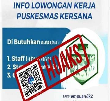 Hoaks Lowongan Kerja di Puskesmas Kersana Kabupaten Brebes