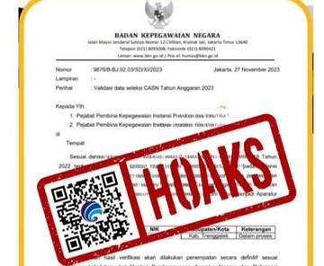 Hoaks Surat Validasi Data Seleksi CASN Anggaran 2023