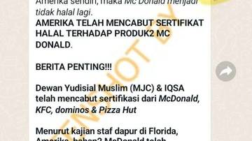 Hoaks Sertifikasi Halal McDonald’s Dicabut di Seluruh Dunia