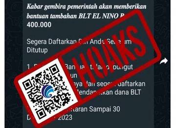 Hoaks Link Pendaftaran BLT El Nino Rp400 Ribu