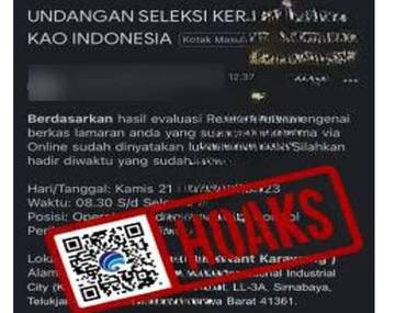Hoaks Email Undangan Seleksi Kerja PT Kao Indonesia