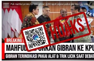 Hoaks Diduga Curang Mahfud Laporkan Gibran ke KPU