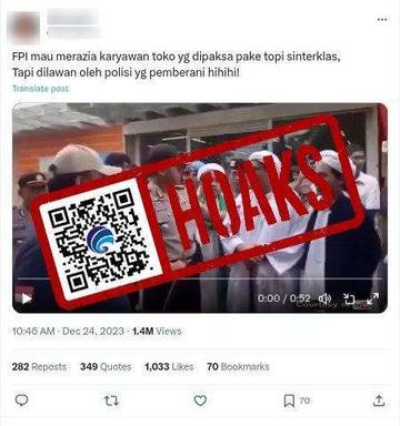 Hoaks  FPI Razia Karyawan Toko Gunakan Atribut Natal