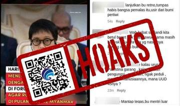 Hoaks Menlu Retno Bersuara Pengungsi Rohingya Dipulangkan