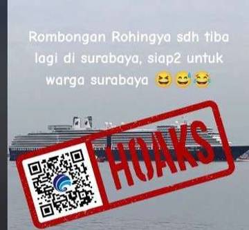 Hoaks Kapal Pengungsi Rohingya Tiba di Surabaya