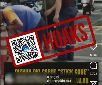 Hoaks Dishub DKI Cabut 'Stick Cone' Jalur Sepeda 