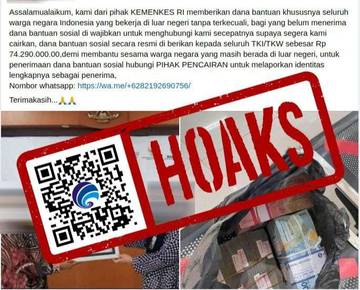 Hoaks Dana Bantuan Kementerian Kesehatan untuk TKI
