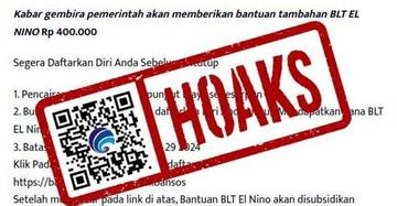 Hoaks Tautan Pendaftaran BLT El Nino Tahun 2024