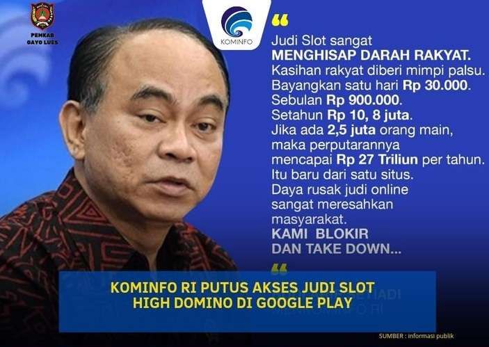 Kominfo RI Putus Akses Aplikasi Judi Slot Higgs Domino Island