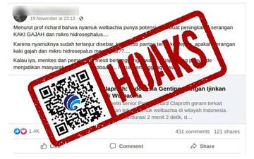 [HOAKS] Nyamuk Wolbachia Tularkan Penyakit Kaki Gajah
