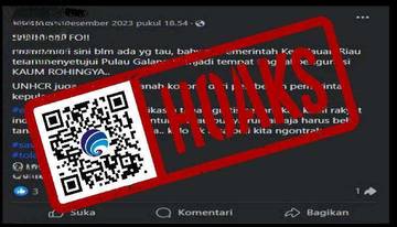 [HOAKS] Pemerintah Provinsi Kepulauan Riau dan UNHCR Sepakat Pulau Galang Jadi Tempat Pengungsi Rohingya