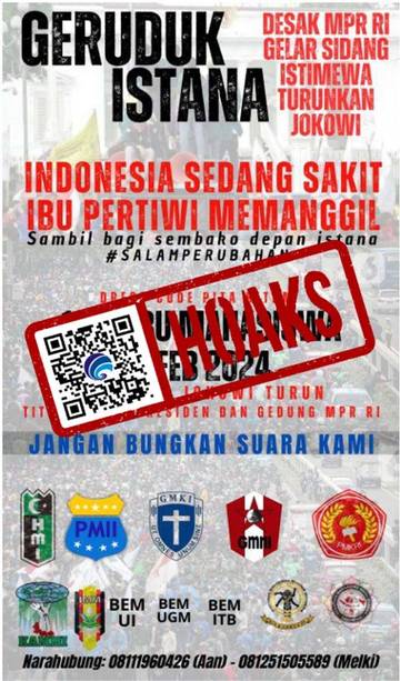 [HOAKS] Aksi 100 Ribu Mahasiswa 1 Februari 2024 di Istana Negara dan Gedung MPR RI
