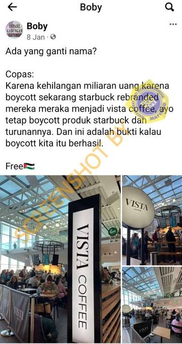 [HOAKS] Starbucks berganti nama menjadi Vista Coffee akibat dampak dari kampanye boikot