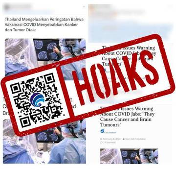 [HOAKS] Thailand Peringatkan Vaksinasi Covid-19 Sebabkan Kanker dan Tumor Otak