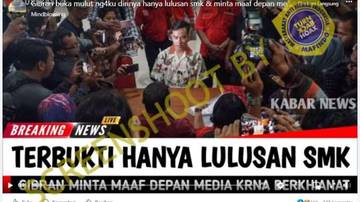 [SALAH] GIBRAN MENGAKU HANYA LULUSAN SMK DAN MINTA MAAF DEPAN MEDIA