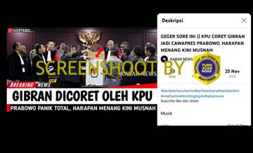 [SALAH] KPU Coret Gibran Jadi Cawapres Prabowo, Harapan Menang Kini Musnah