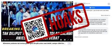 [HOAKS] Prabowo Tolak Bersalaman dengan Anies saat Debat Capres