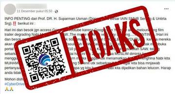 [HOAKS] Pesan Mengatasnamakan Profesor Suparman Usman Ajak Masyarakat Boikot Google dan YouTube