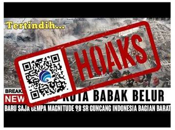 [HOAKS] Gempa Magnitudo 9,8 SR Guncang Indonesia Bagian Barat