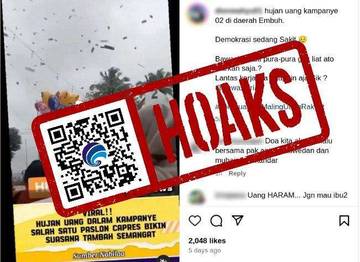 [HOAKS] Hujan Uang dalam Aksi Kampanye Salah Satu Paslon
