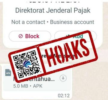 Hoaks, Pesan WhatsApp Surat Pemberitahuan Pajak Mengatasnamakan DJP.