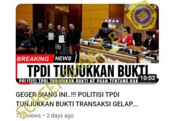 Hoaks, Politisi TPDI Tunjukkan Bukti Transaksi Gelap Ke Puan Maharani Dan Minta Segera Jalankan Hak Angket.