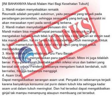 Benarkah Mandi Malam Bisa Menyabkan Penyakit Rematik