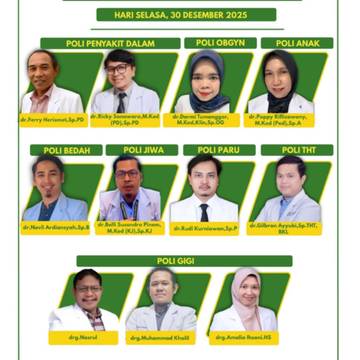 Ini Jadwal  Dokter Spesialis RSUD 30 Desember 
