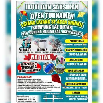 Open Turnamen Layang-layang Se-Aceh Singkil, Cek Jadwalnya