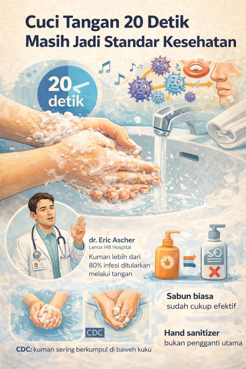 Cuci Tangan 20 Detik Masih Jadi Standar Kesehatan