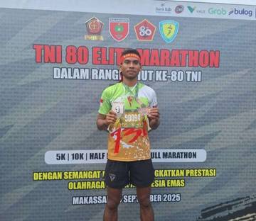 Prajurit Yonif 731/Kabaresi Juarai TNI 80 Elite Marathon
