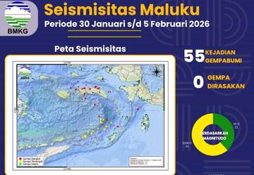 BMKG Catat 55 Gempa di Maluku Pekan Ini