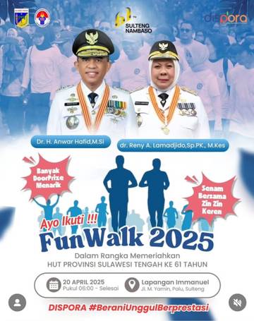 Dispora Sulteng Ajak Warga Meriahkan Fun Walk HUT Provinsi ke-61
