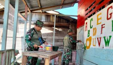 TNI Bantu Pengecatan Sekolah Minggu di Aceh Tenggara 