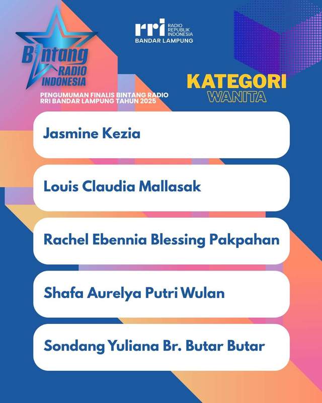 Sepuluh Finalis Bintang Radio 2025 RRI Bandarlampung Diumumkan