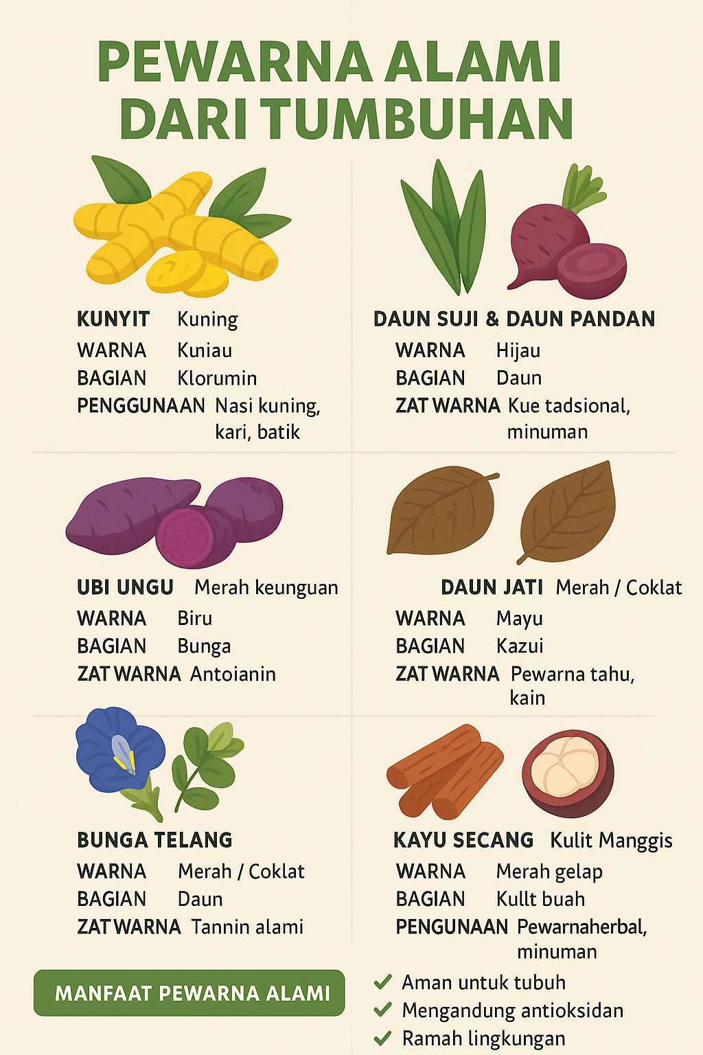 Macam-Macam Pewarna Alami dari Tumbuh-Tumbuhan