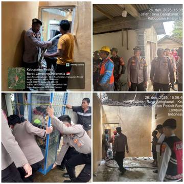 Polres Pesisir Barat Tangani Kebakaran Rumah Warga